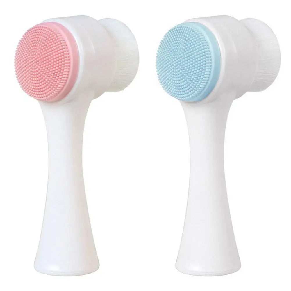 3D double sided silicone Face Cleansing Brush Soft Bristles Exfoliator Gentle Face washing and scrubbing tool