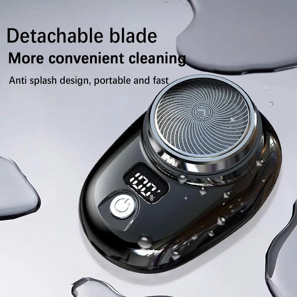 Mini Electric Razor Shaver for Men Vehicle Mounted Shave with Digital Display Cordless Travel Pocket Shaver Face Beard Trimmer