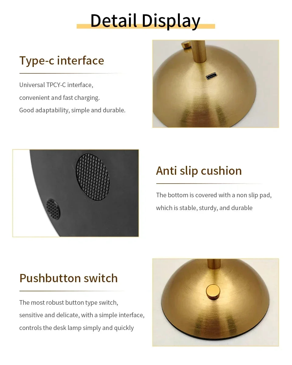 USB Rechargeable LED Table Lamp Touch Sensor Desktop Night Light For Bar Hotel Restaurant Bedroom Atmosphere Room Decor Lighting