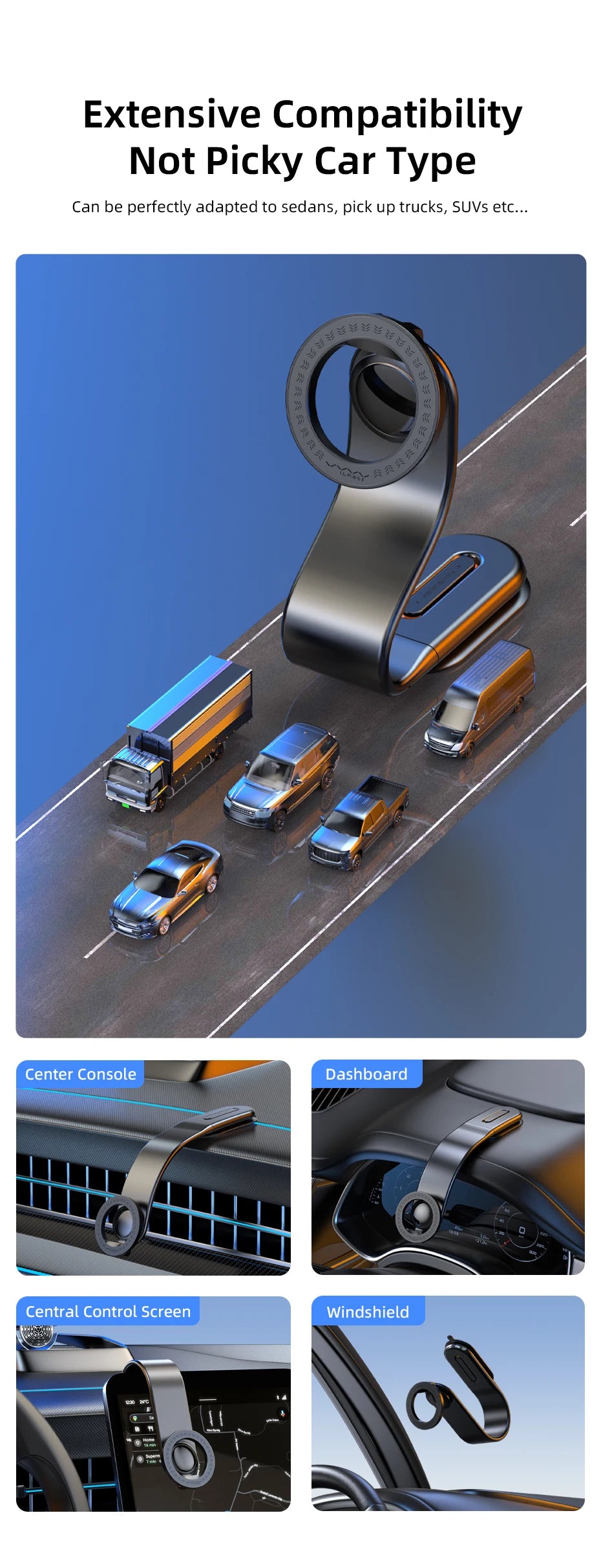VYVYLABS 15W Magnetic Wireless Charging Phone Holder Charger Phone Bracket 360° Rotation Car Phone Holder For iPhone 16 15 14