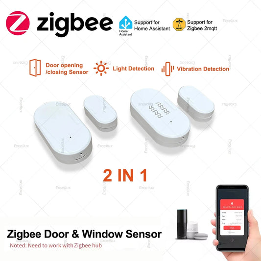 Zigbee 3.0 Door Window Sensor With Brightness/Vibration Sensor Smart Home Security Protection Alarm Door Open /Closed Detector