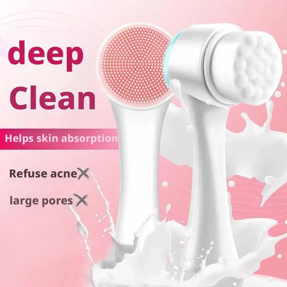 3D double sided silicone Face Cleansing Brush Soft Bristles Exfoliator Gentle Face washing and scrubbing tool