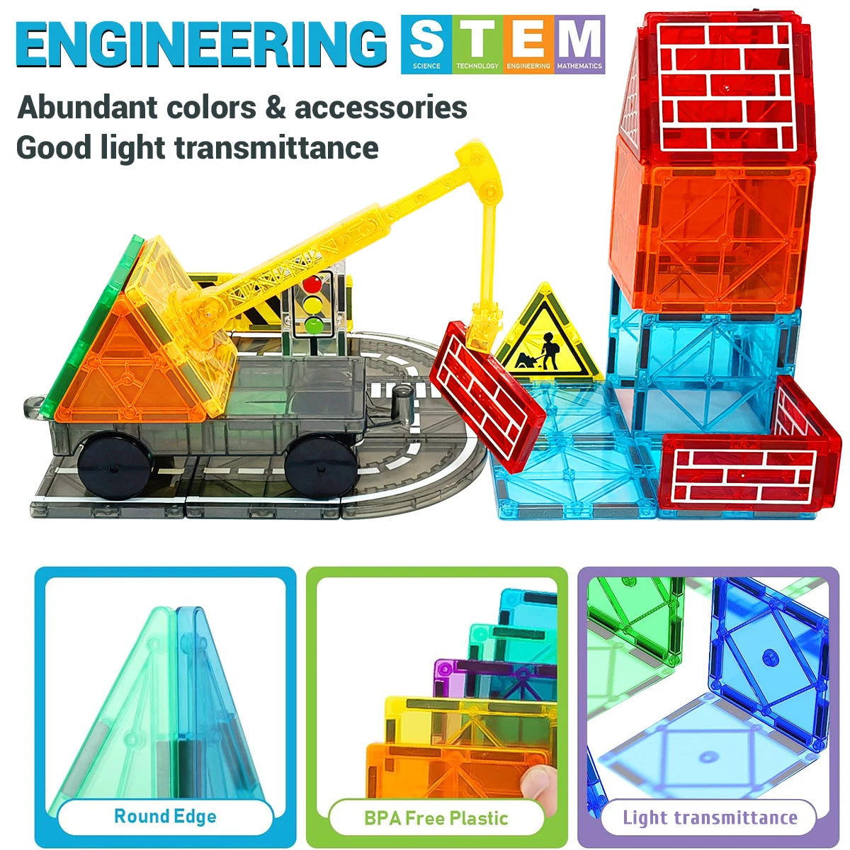 Magnetic Road Set With Car Toys For Kids Boys Girls Magnet Building Blocks Construction Toys Birthday Gifts For Toddlers