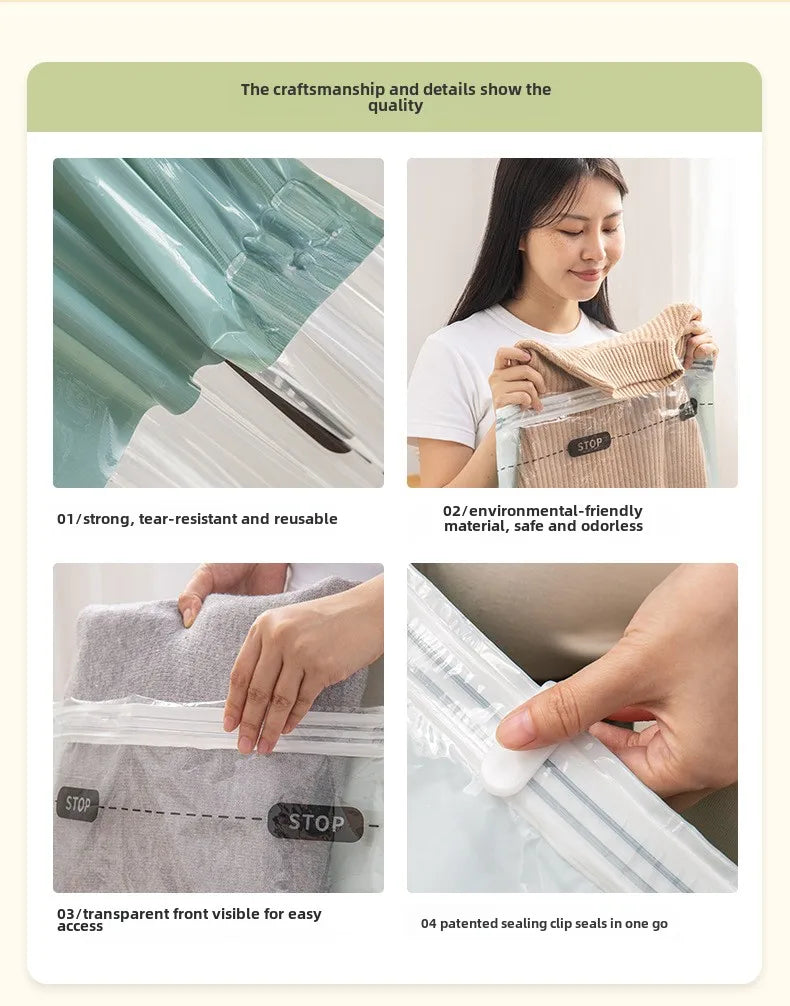 Vacuum Compression Bag No Pumping Clothes Quilt Storage Home Bag Large 3D Vacuum Compression Bags