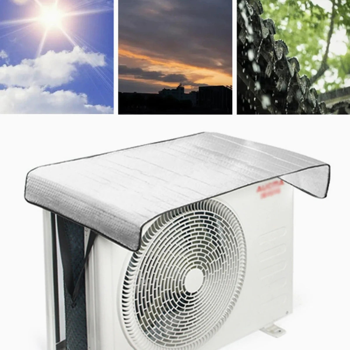 One aluminum foil heat insulation film sun protection and flame retardant sunshade for the outdoor unit of an air conditioner