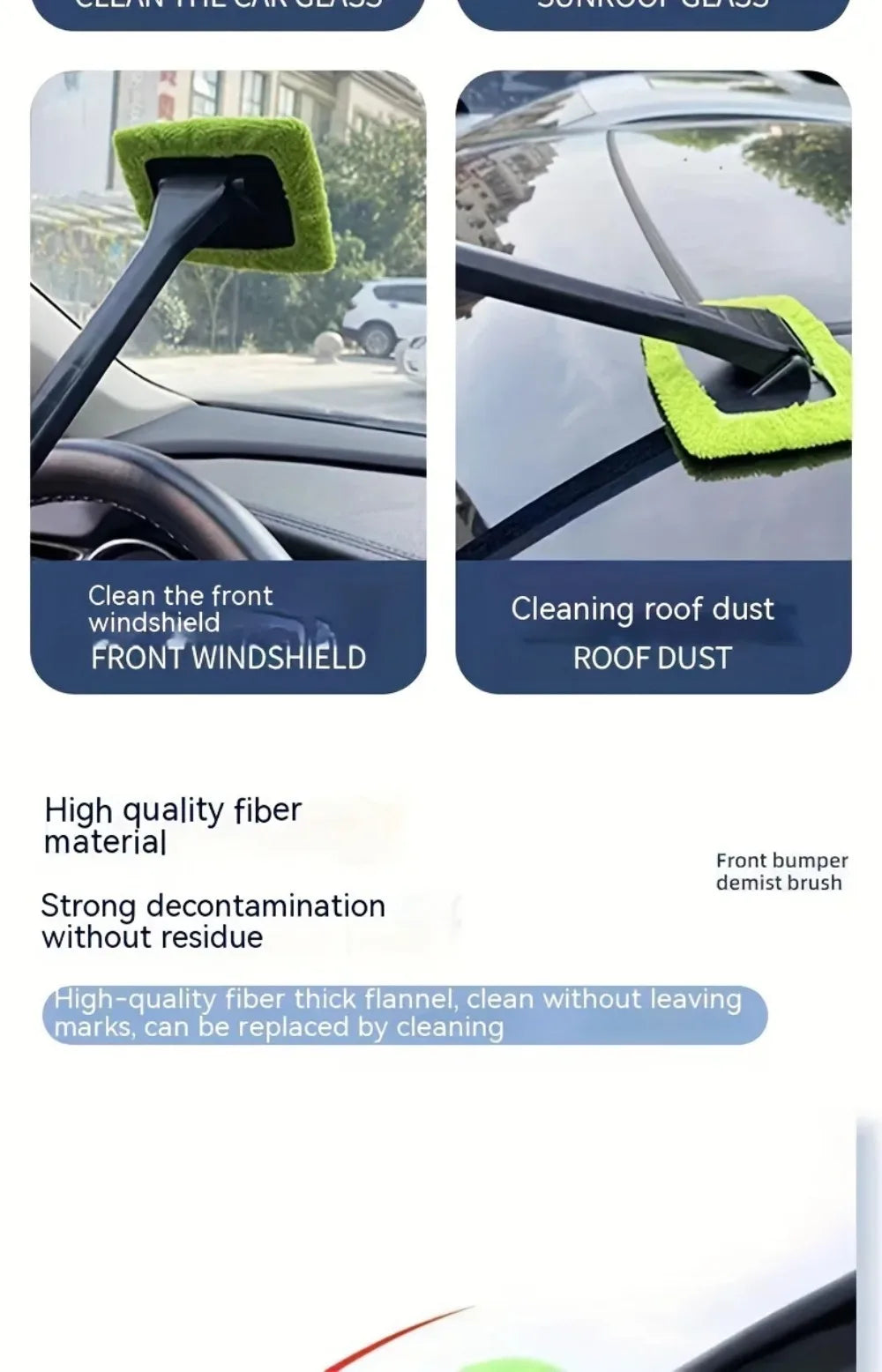 Car Front Windshield Cleaning Brush Interior Dust Removal Window Scraping Towel Sponge And Scratch Free Cleaning Tool Set