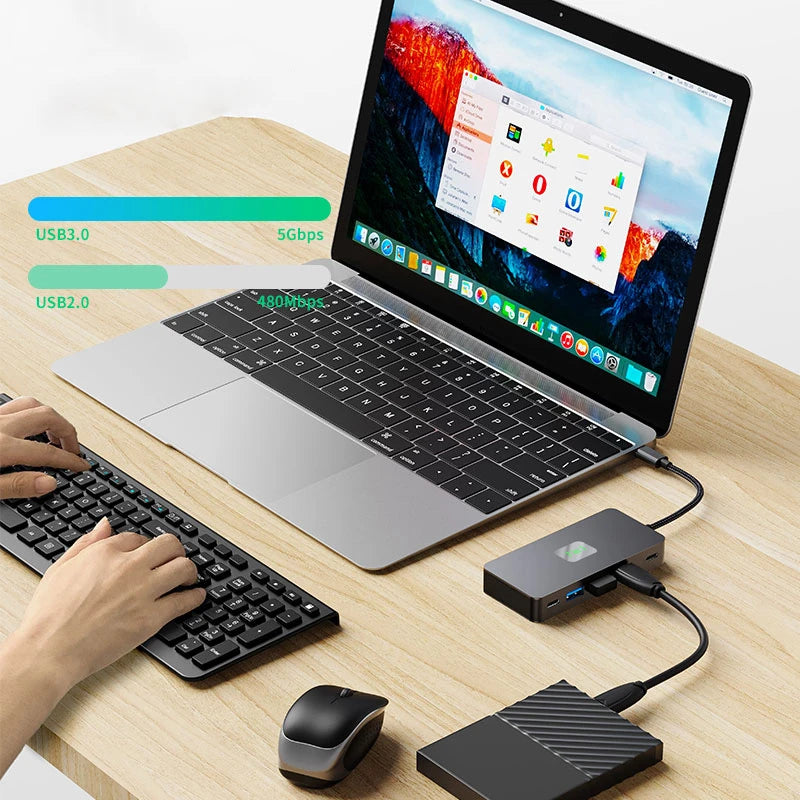 USB C 3.0 HUB Type C to Multi 4K HDMI Monitor Video Converter RJ45 Ethernet VGA PD Power Adapter Docking Station Laptop Splitter