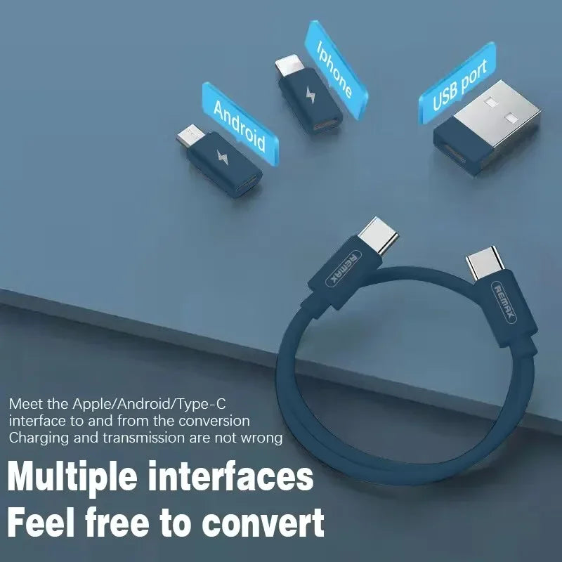 مجموعة كابلات محول شحن متعددة المنافذ USB من النوع C إلى النوع C بقدرة 60 واط، مجموعة تحويل من USB C إلى Lightning، من USB A والنوع C إلى Micro/النوع C/Lightning