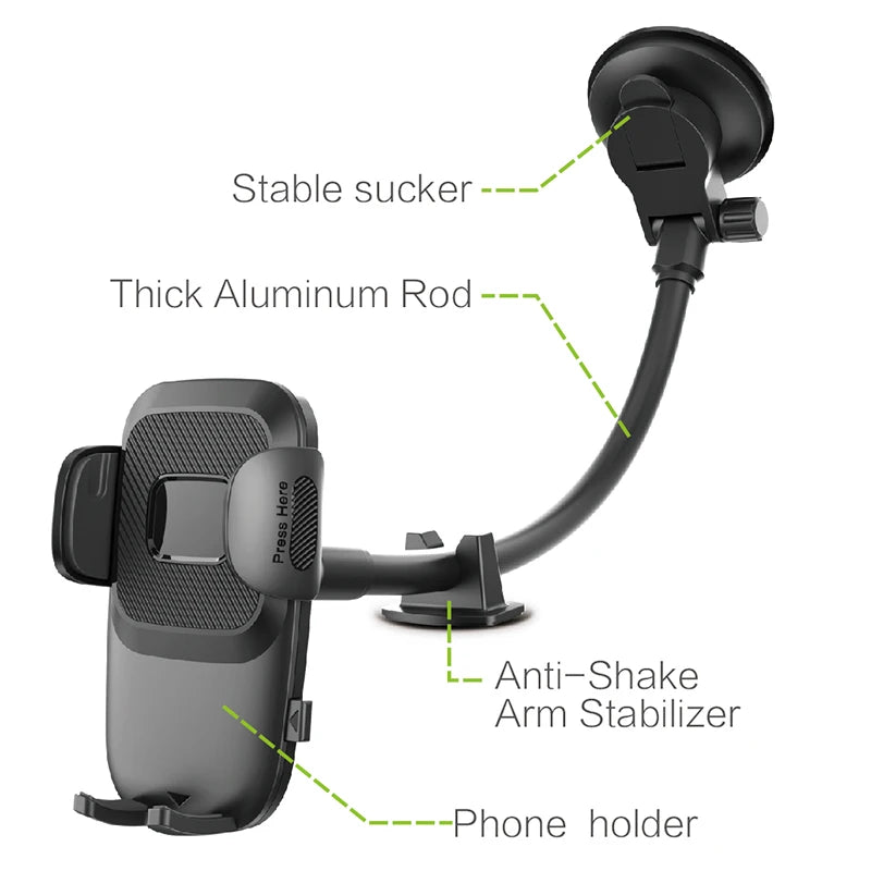 Cell Phone Holder Car, Windshield/Dashboard/Window Car Phone Holder Mount, Suction Cup Phone Mount for Car Truck Compatible