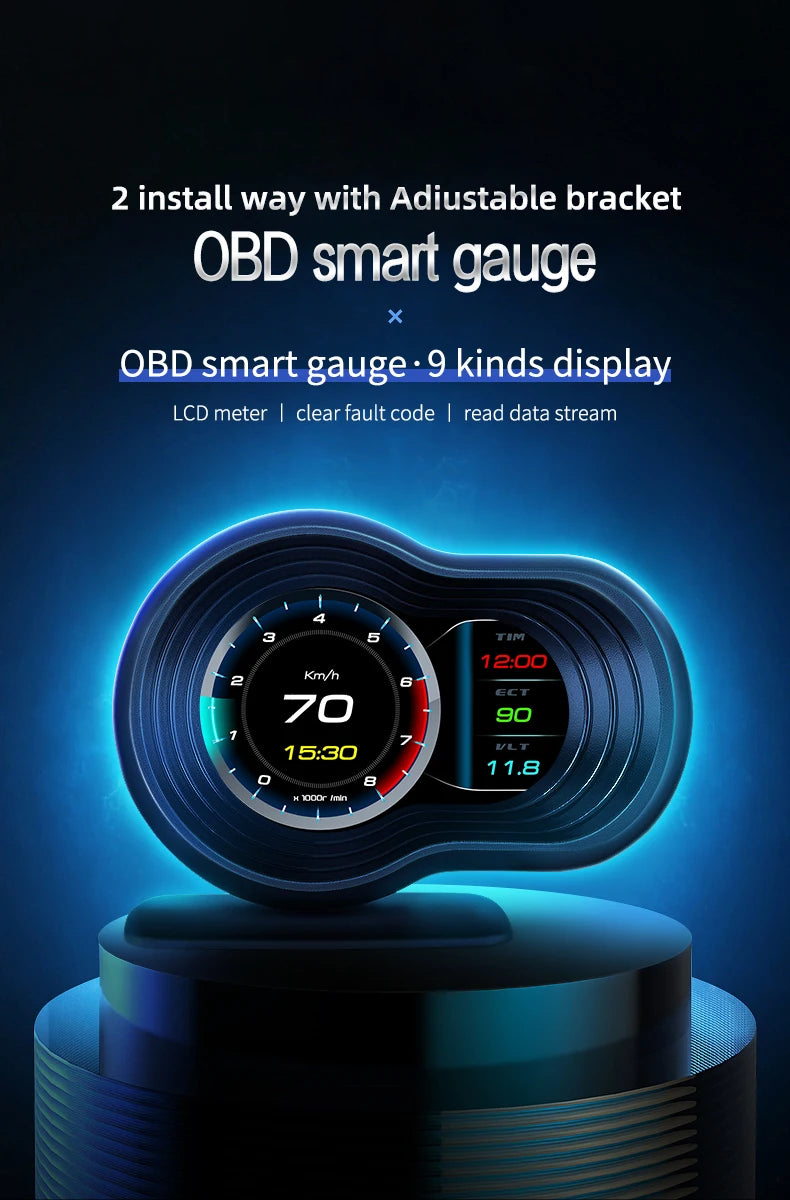 OBD2 Car HUD F9 OBD Head Up Display Auto Smart Car On-board Computer Gauge Digital Speedometer Temperature Engine RPM Alarm