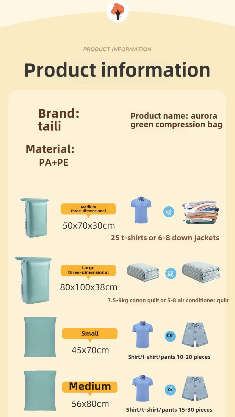 Vacuum Compression Bag No Pumping Clothes Quilt Storage Home Bag Large 3D Vacuum Compression Bags