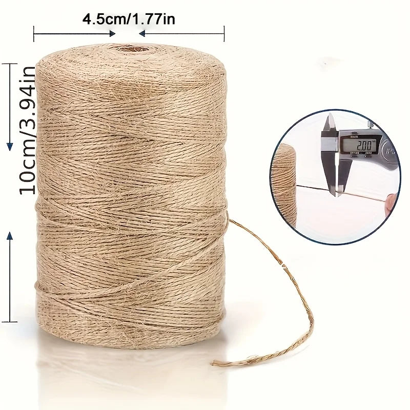 2mm Diameter, 656ft Length -Heavy Duty Jute Rope, Durable for DIY Crafts, Home Decor, Gardening, Bundling & Outdoor Use - Strong