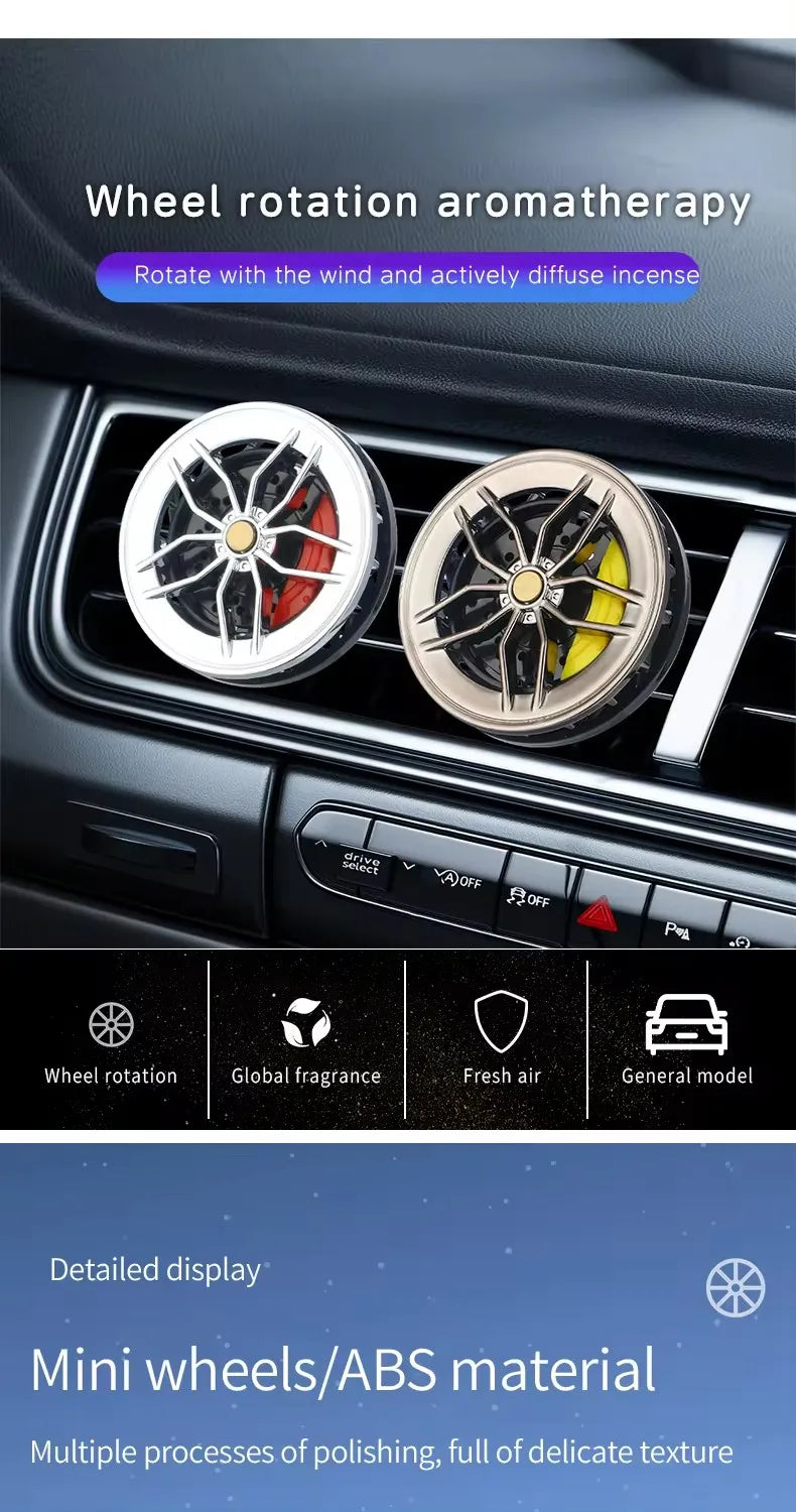 Rotatable Car Air Freshener Clip Auto Wheel Hub & Air Vent Fragrance Tire Fragrance Clips Decorative Car Accessories