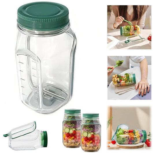 Leakproof Plastic Salad Box Container with Side-opening Cover, Portable Breakfast Fruit Storage Box for Picnic Home Office