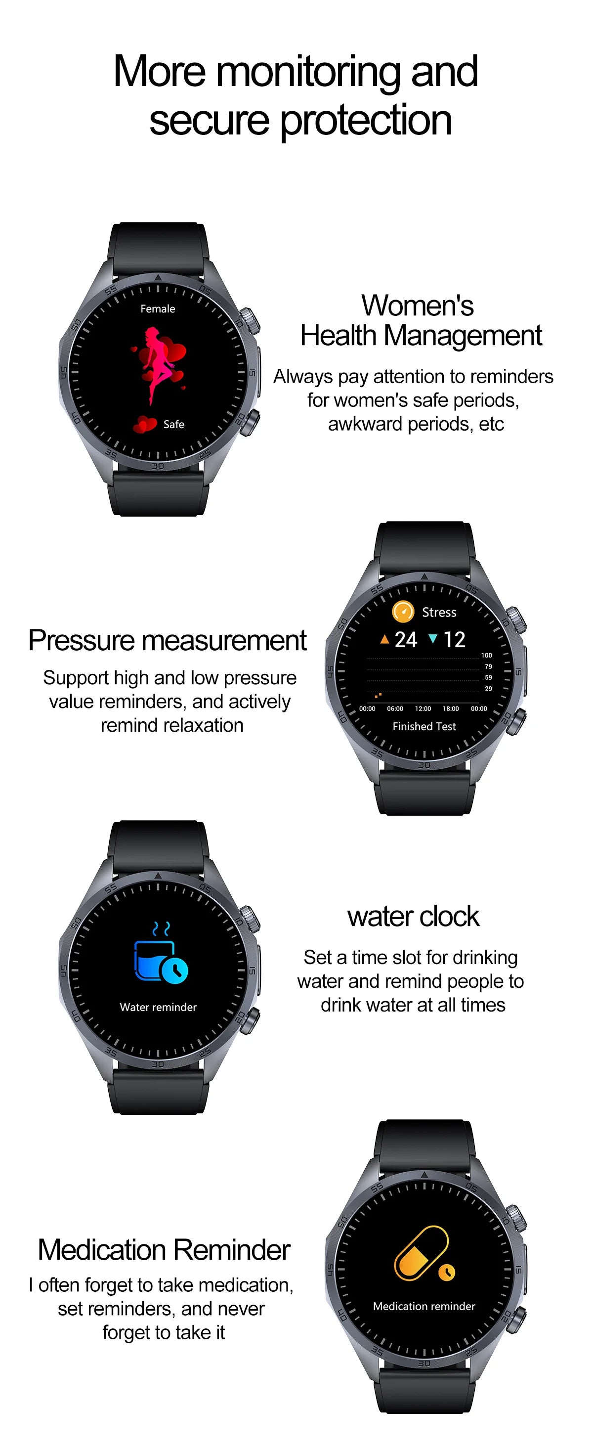2025 Laser Pulse Uric Acid Blood Fat Nursing Smart Watch Men Body Fat Blood pressure ECG+PPG Sleep aid Treatment Health Watch