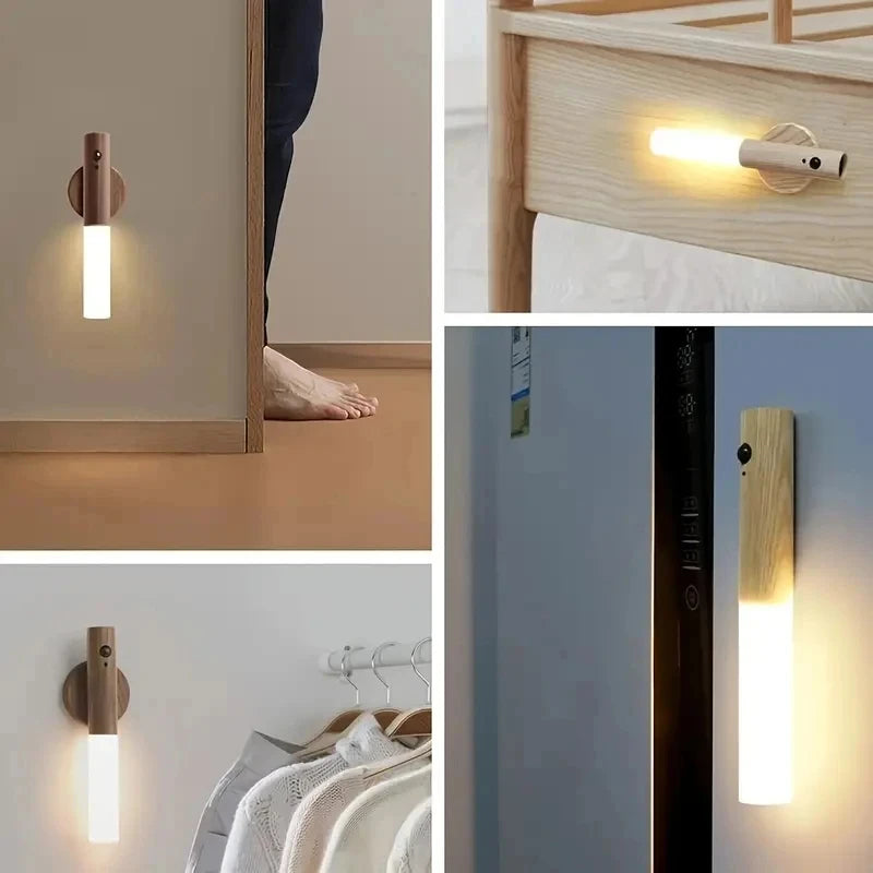 LED Night Light Intelligent Human Body Induction Lamp USB Charging Smart Motion Sensor Wall Lamp Household Toilet Wall Induction