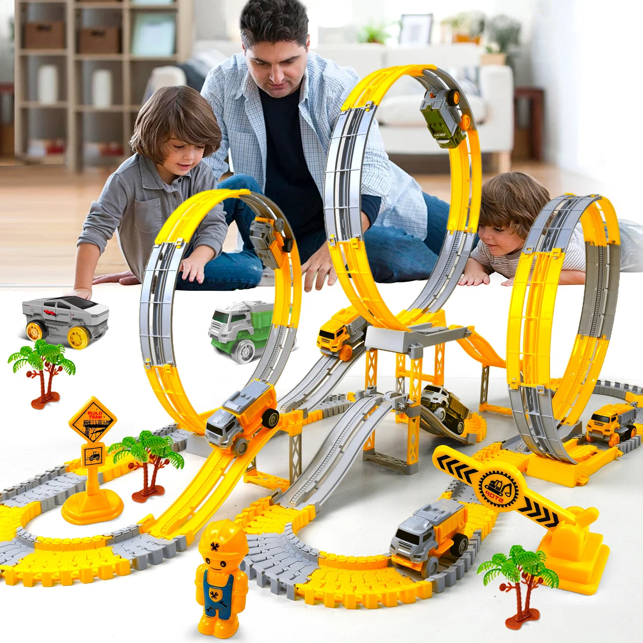 Kids Electric Track Toy Engineering Mini Car Boy Toys Track Car Train Educational Toys for Children Birthday Christmas Gifts
