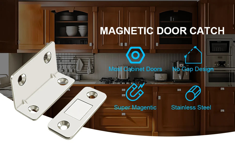 Cabinet Catches Stopper L-type Ultra Thin Door Strong Magnets Invisible No Nail Needed Adhesive Drawer Magnet Lock Closet Closer