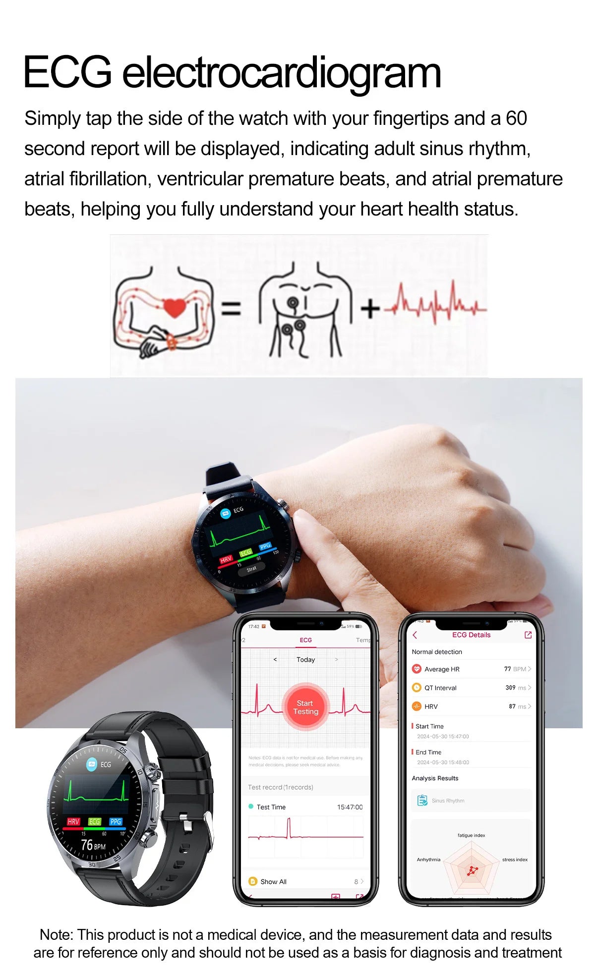 2025 Laser Pulse Uric Acid Blood Fat Nursing Smart Watch Men Body Fat Blood pressure ECG+PPG Sleep aid Treatment Health Watch