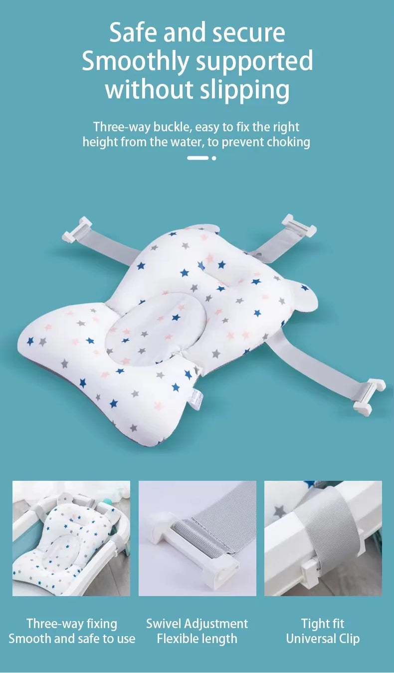 PANGDUBE Baby Bathtub Pad Newborn Bath Support Cushion Adjustable Reclining Shower Seat Bathtub Float for Infants 0-12 Months