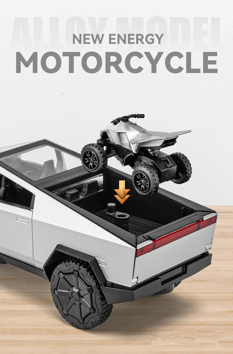 1/32 Cyber toy truck Pickup Alloy Car Truck Model Diecasts Metal Off-road Vehicles Model Simulation Sound Light Kids Toys Gift