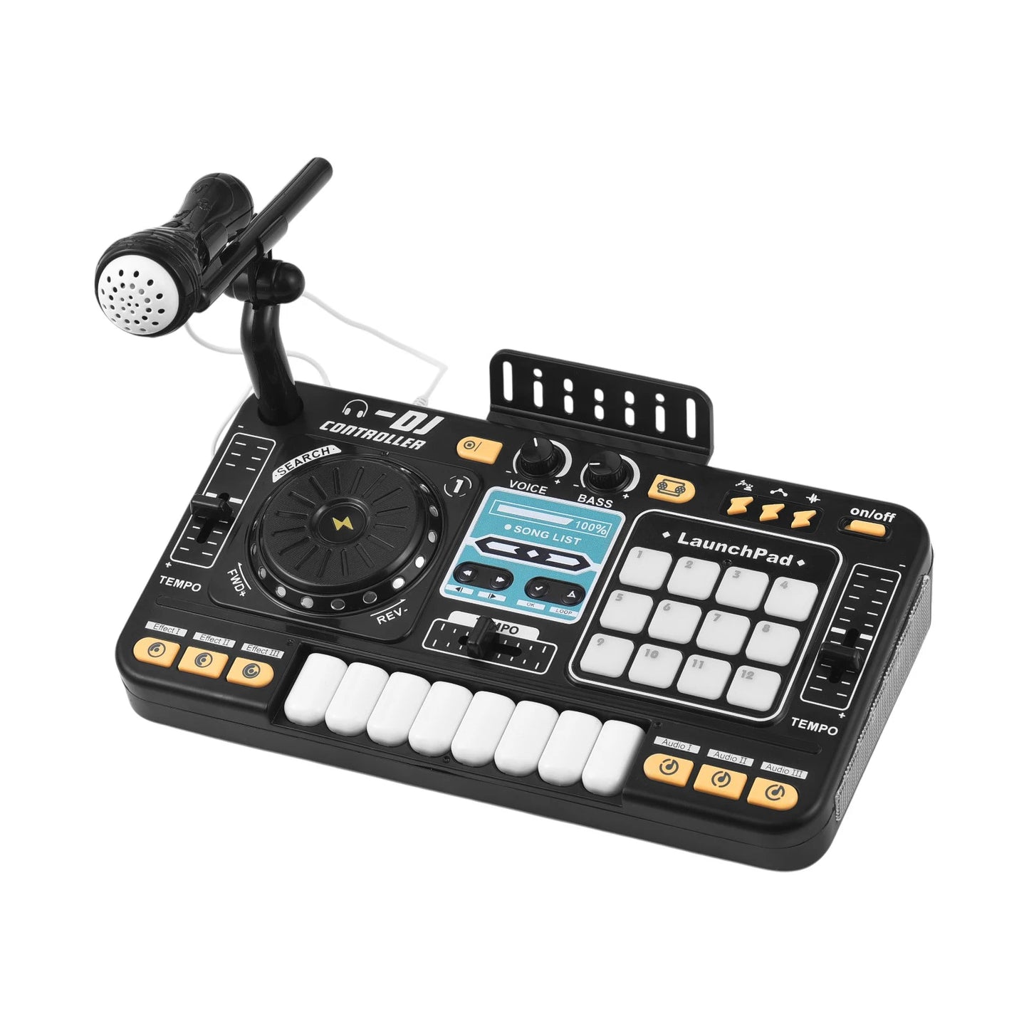 Kid Electricity DJ Mixer with Microphone Electronic Piano Keyboard DJ Turntable Controller Turntable Instrument Kid Birthday Gif