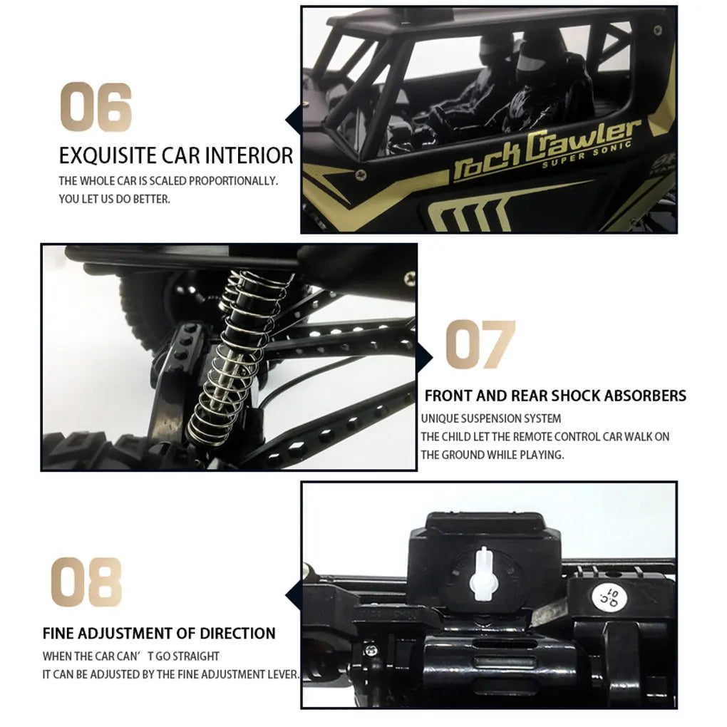 4WD Metal Alloy Body RC Truck Off-Road 4x4 2.4G 1/8 All Terrain Large Rock Crawler Remote Control Car Toys Gift for Children Toy