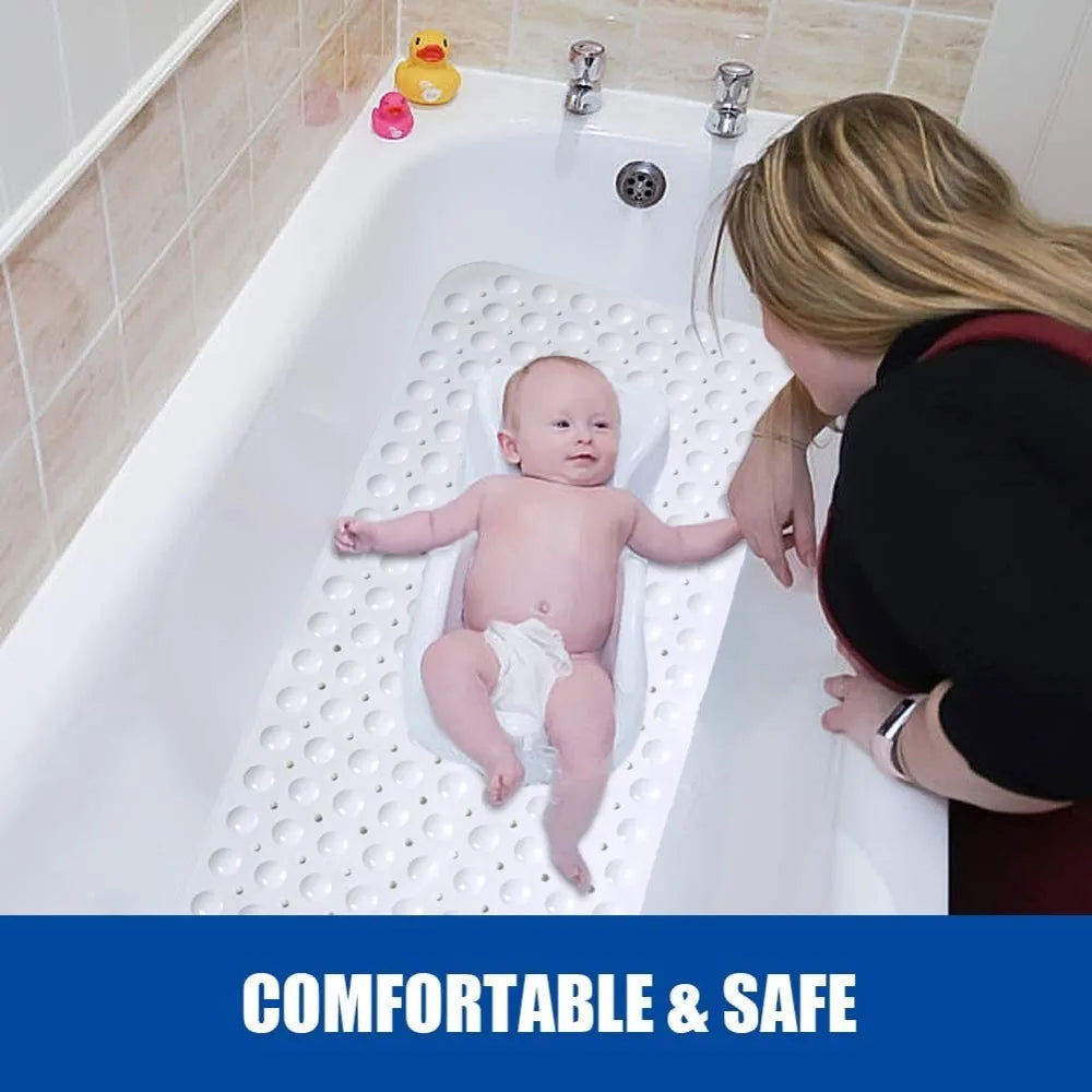 Non-Slip Bath Tub Shower Mat with Suction Cups,Machine Washable Bathroom Mats with Drain, Extra Large Bathtub Mat, 100x40cm