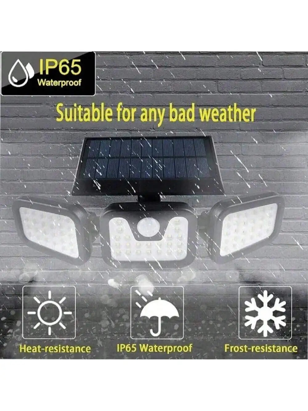 2025 Upgraded Solar Security Lights Outdoor 270° Human Detection&3-Heads Adjustable IP65 Waterproof Motion Sensor Flood Light fo