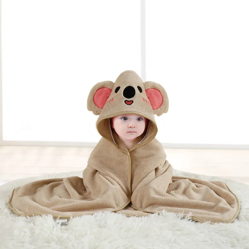Animal Baby Bathrobe Quick Absorbent Soft Hooded Warm Coral Velvet Bathrobe Sleeping Robe Darling Cuddle Bath for Many Scenes