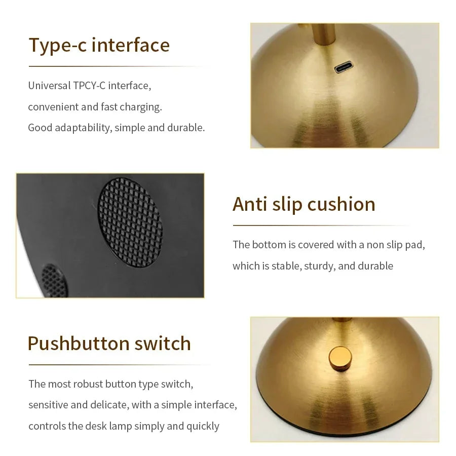 Crystal LED Table Lamp Touch Sensor Desktop Night Light Rechargeable Reading Lamp for Bedroom Bedside Hotel Bar Decor Dimmable