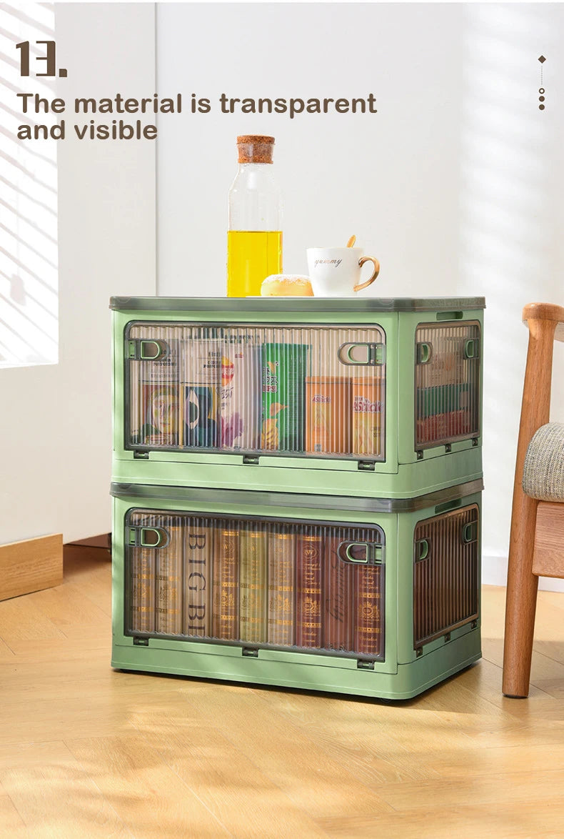 Foldable Storage Box Closet Organizer with Wheels Outdoor Stackable Sundries Organizer Clothes Quilts Toys Books Storage Box