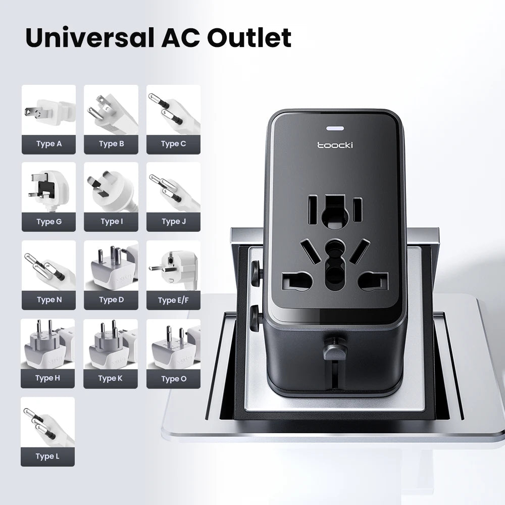 Toocki GaN Universal Travel Adapter With 3C1A 45W Fast Charging 2500W Max All-in-one Travel Charger EU/UK/USA/AUS Plug For Trave