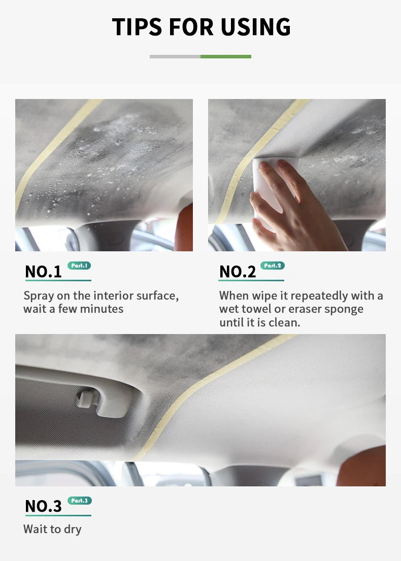 Car Interior Cleaner Agent Ceiling Cleaner Leather Flannel Woven Fabric Water Free Multipurpose Auto Dash Cleaning Spray S21