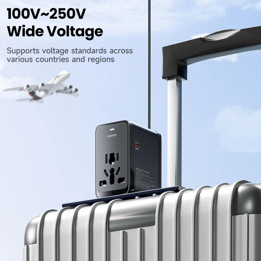 Toocki GaN Universal Travel Adapter With 3C1A 45W Fast Charging 2500W Max All-in-one Travel Charger EU/UK/USA/AUS Plug For Trave