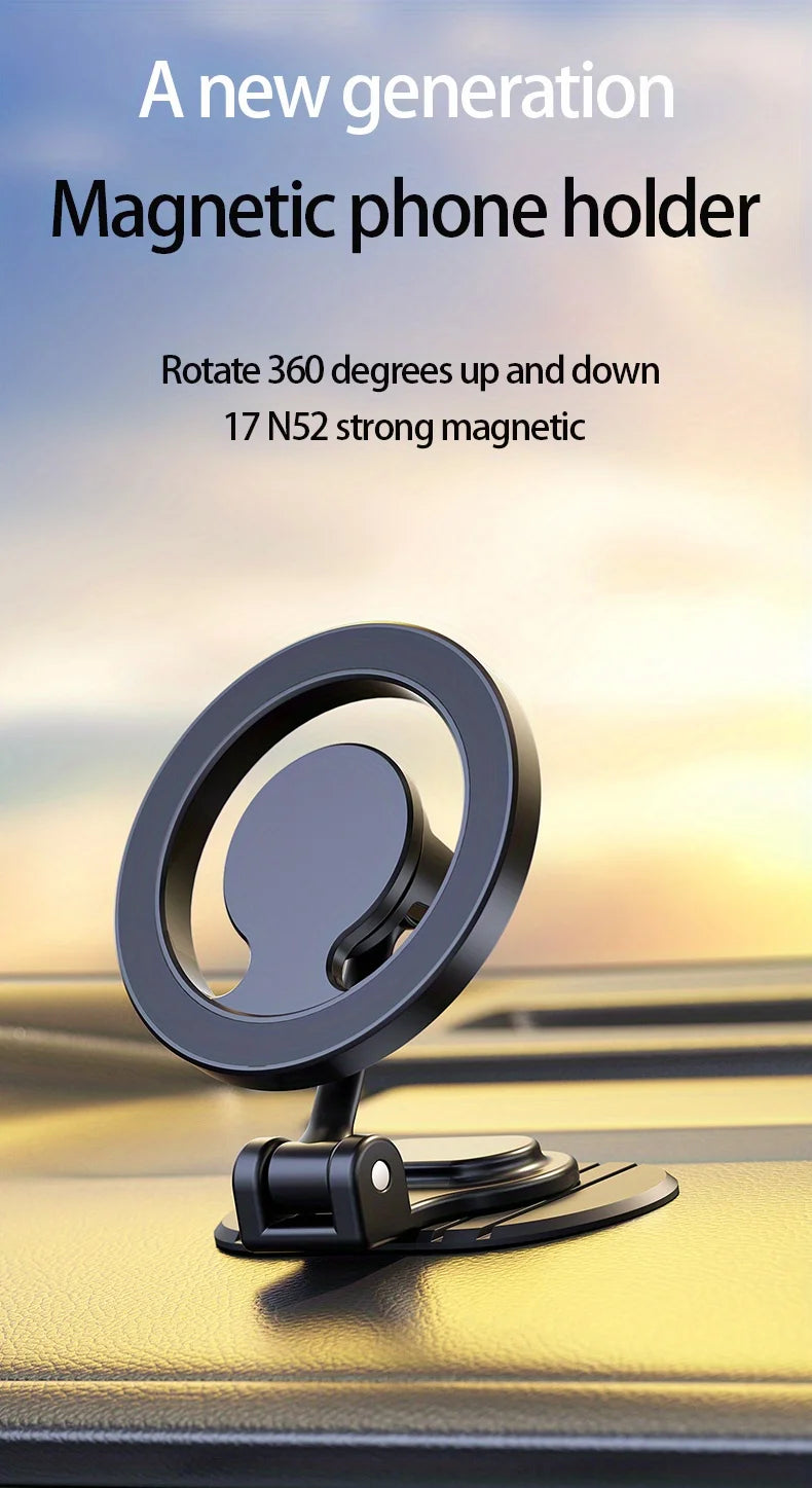 1040° Rotation Magnetic Car Phone Holder All-Metal Magnetic Cell Phone Stand Dashboard Mount For Magsafe iPhone 16 15 14 13 12