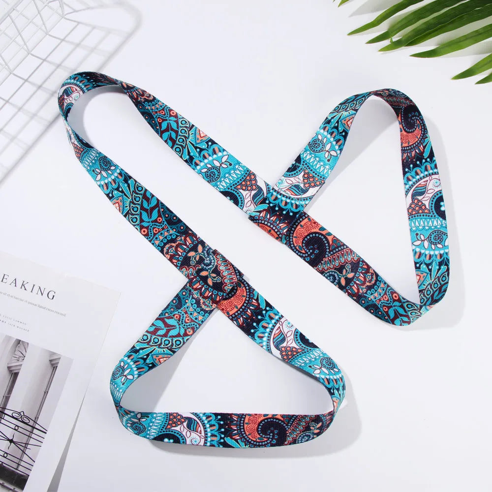Nylon Colorful Straps Yoga Mat Strap Belt Adjustable Sports Sling Shoulder Carry Strap Belt Exercise Stretch Elastic Yoga Belt