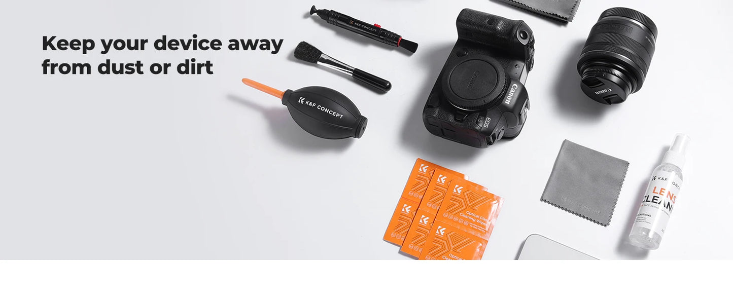 K&F Concept Camera Lens Cleaning Kit with Camera Blower Glasses Wipes Cloth Cleaning Liquid Cleaning Pen for Camera Lens Phone