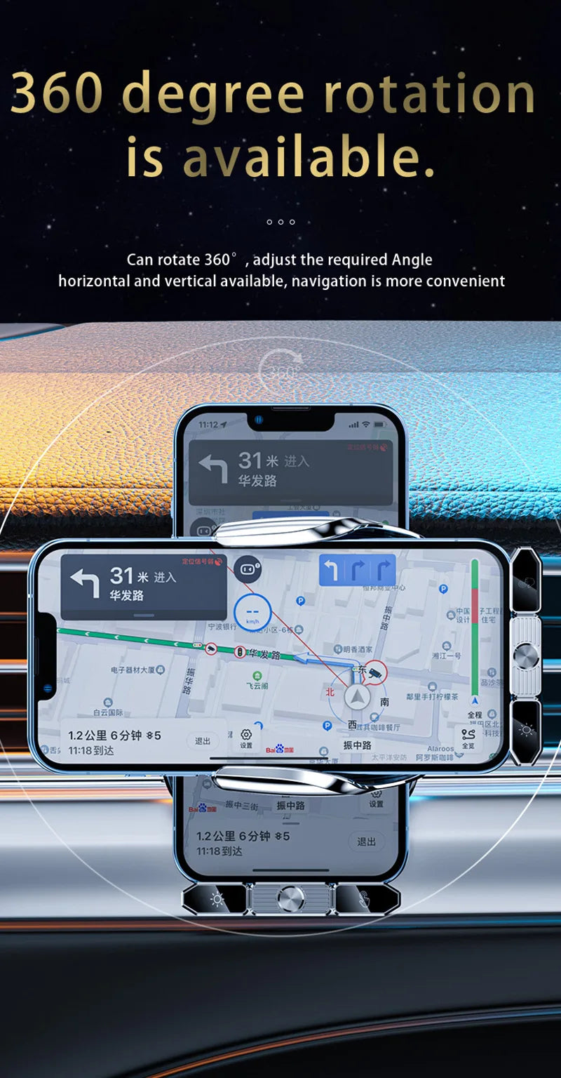 Car Magnetic Cell Phone Holder wireless charger Mobile Phone Stand in Car GPS Support 360° Rotatable Mount For iPhone 14 Xiaomi