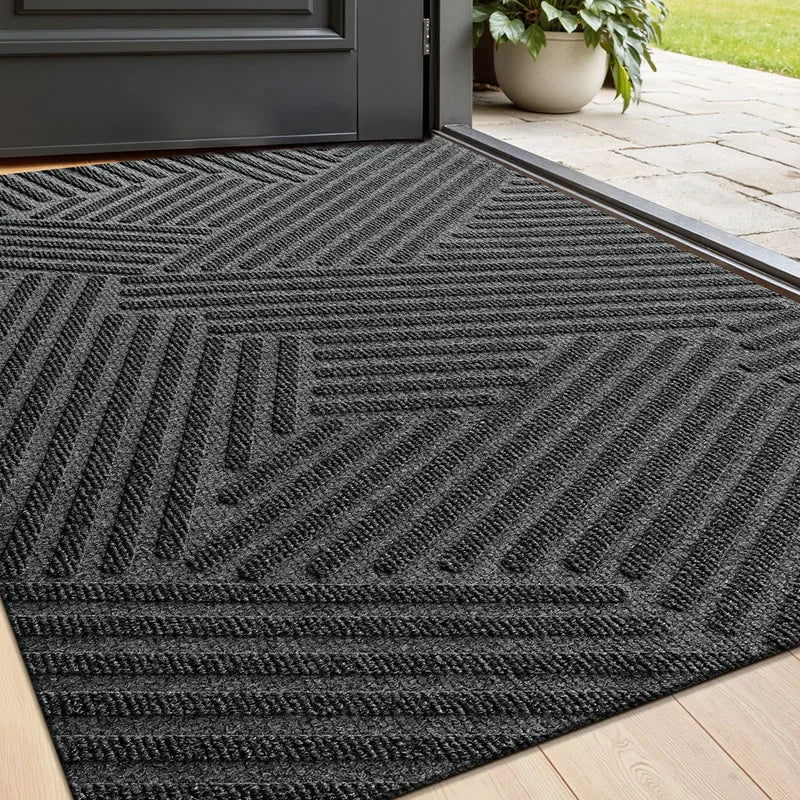 Anti Slip Floor Mat Entrance Doormat Waterproof Dustproof Indoor Outdoor Carpet PVC Bottom Durable Foot Rug Grey Black
