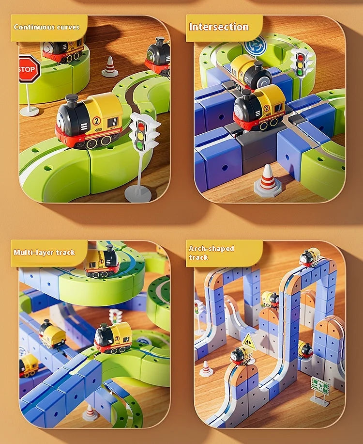 Magnetic Car STEM Racing Car Railtrack Set 2025 - Montessori Motorized Train & Gravity Maze Toy, Educational Gift for Kids