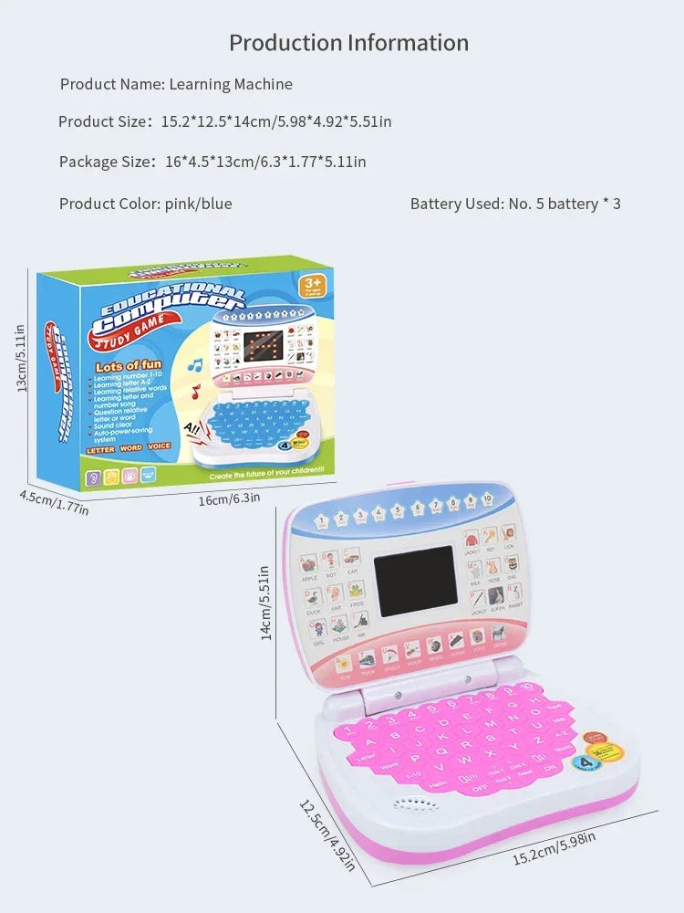 Kids Educational Learning Laptop Toy – Bilingual Electronic Computer for Toddlers, STEM Early Preschool Learning Machine Gift