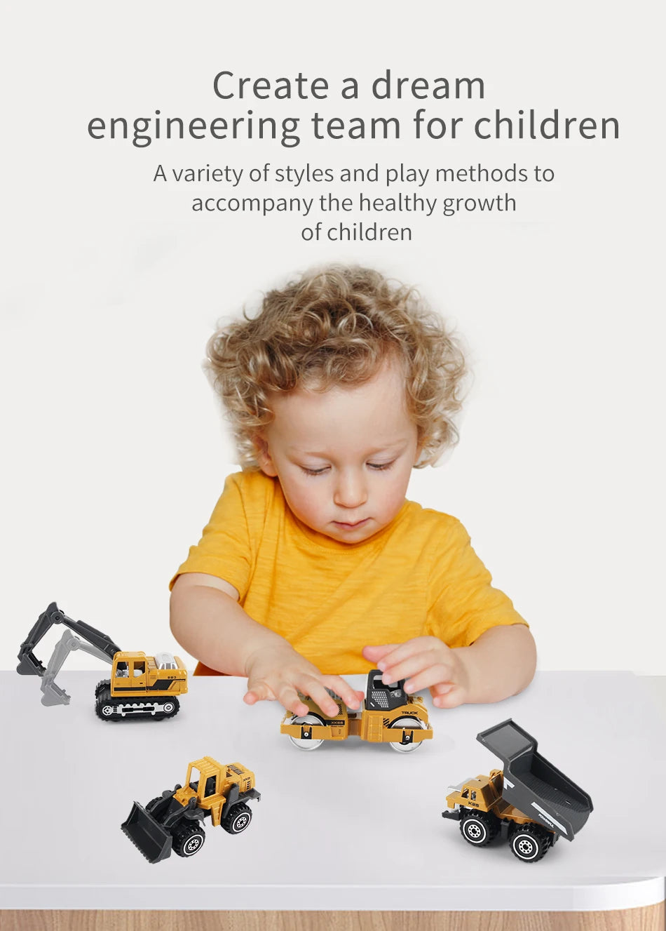 6pcs/set Alloy Engineering Truck Toy Loader Vehicle Excavator Tractor Toys Car Classic Construction Model for 3 years Boys Gifts