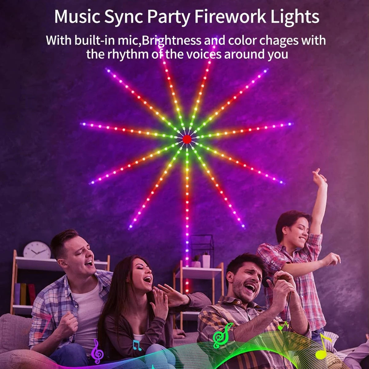 USB LED Smart Fireworks Lights Indoor Outdoor Sparkler Lights Remote & App Control Music Sync Wall Lamp For Room Party DIY Decor