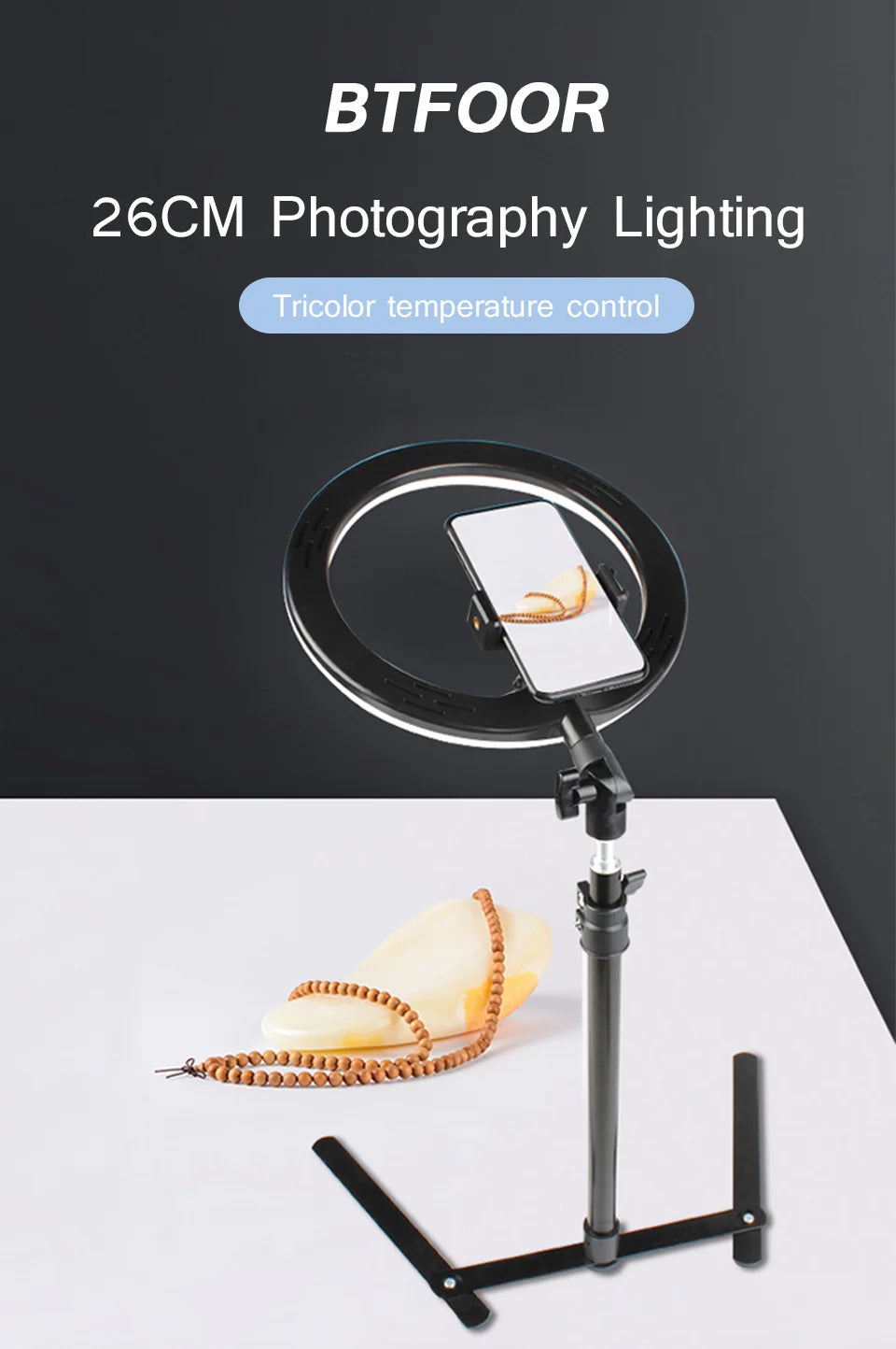 26CM Photography Lighting Phone Ringlight Tripod Stand Photo Led Selfie Remote Fill Ring Light Lamp Video Youtube Live COOK
