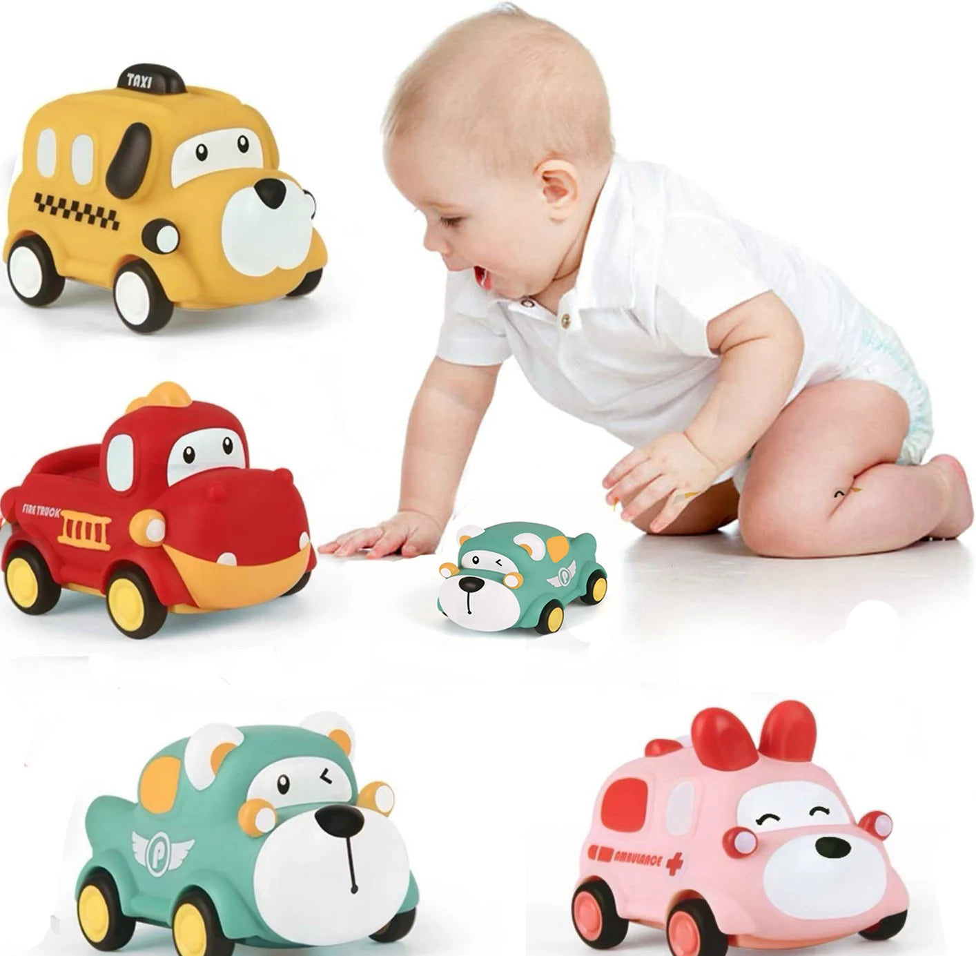 Baby Car Toys Cars Soft Sturdy Pull Back Car Toys Mini Racing Car Kids Educational Toy For Children Boys Girl 1 2 3 4 5 Years