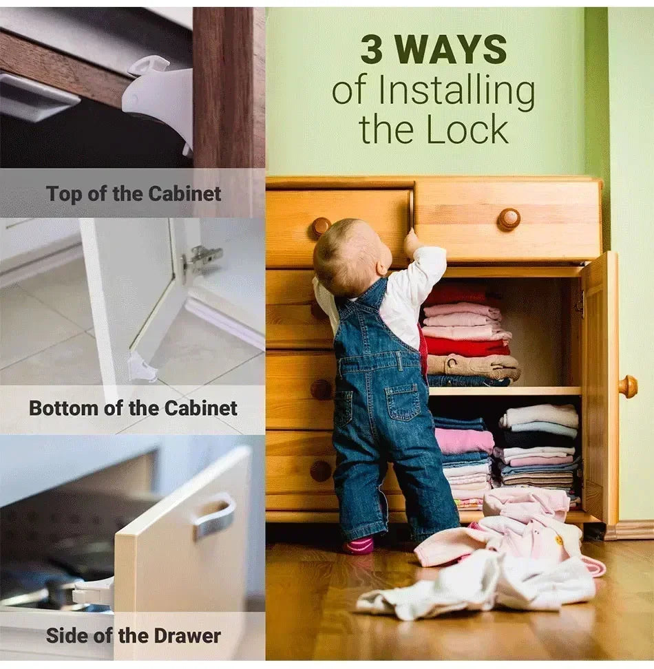 Child Safety Lock with Magnetic Keep Your Kids Safe Children's Lock Ideal Drawer Cabinet Door Safety for Toddler Baby Protection