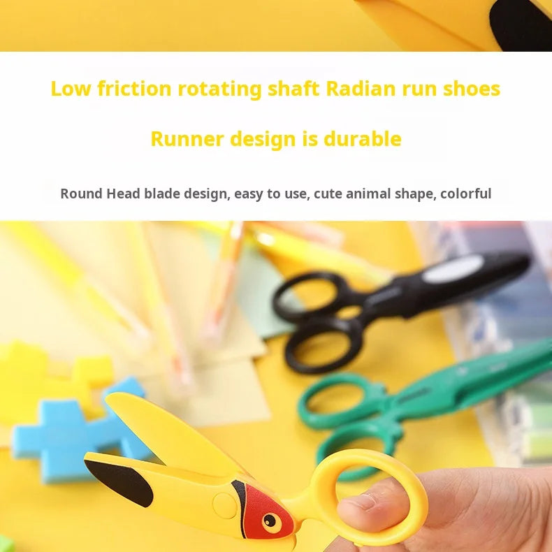 Kids Safe Scissors, Preschool Training Plastic Scissors with Cute Animal Design, Child-Friendly Craft DIY Tool for Art Home Use