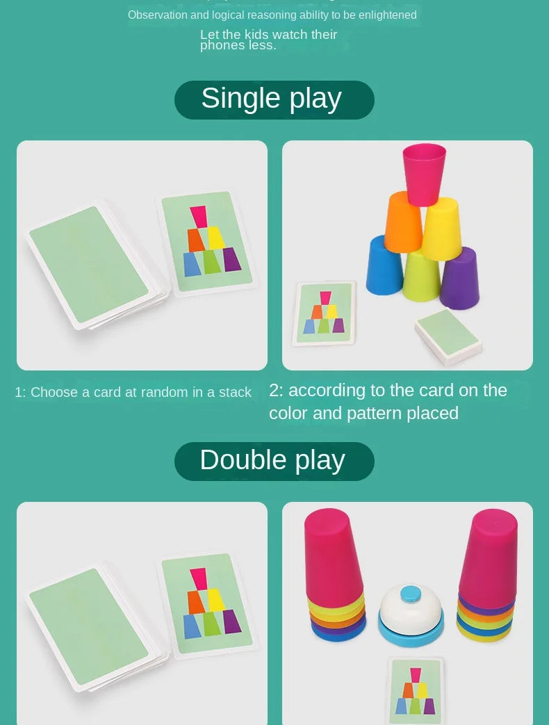 Kids Speed Training Toys Stack Cup Battle Table Game Indoor Family Party Game Toys Color Cognition Logic Training Classic Game