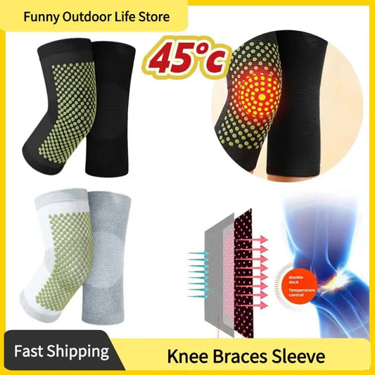 2PCS Self Heating Knee Braces Sleeve Tourmaline Knee Support Far Infrared Keep Warm Knee Pads Leg Knee Warmer